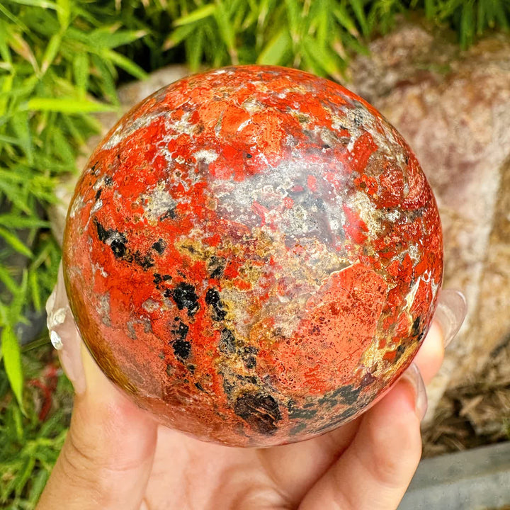 Sphère de cristal de jaspe rouge naturel Olivenorma