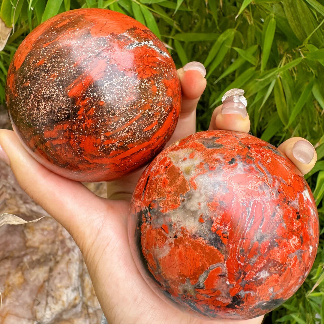 Sphère de cristal de jaspe rouge naturel Olivenorma
