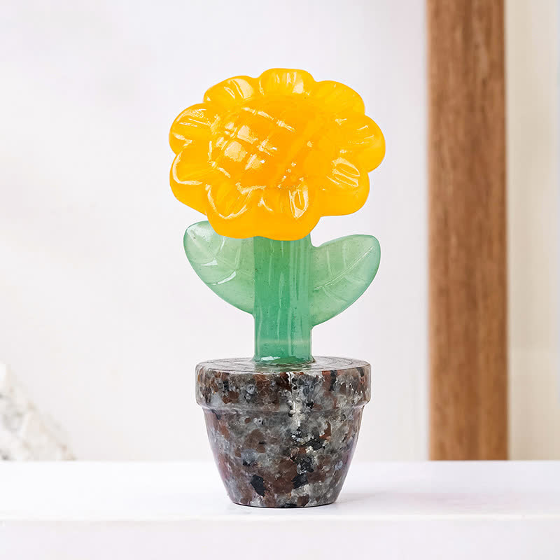 Décoration en pierre précieuse sculptée en cristal naturel de tournesol Olivenorma