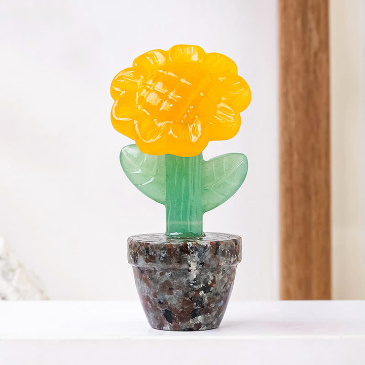 Décoration en pierre précieuse sculptée en cristal naturel de tournesol Olivenorma