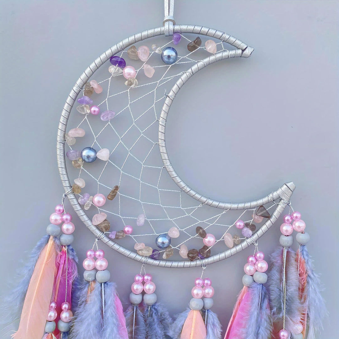 Attrape-rêves Olivenorma Moon Purple Pink Feather