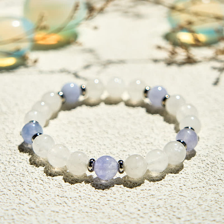 Bracelet en perles de cristal transparent en quartz bleu naturel Olivenorma