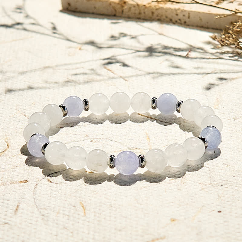 Bracelet en perles de cristal transparent en quartz bleu naturel Olivenorma