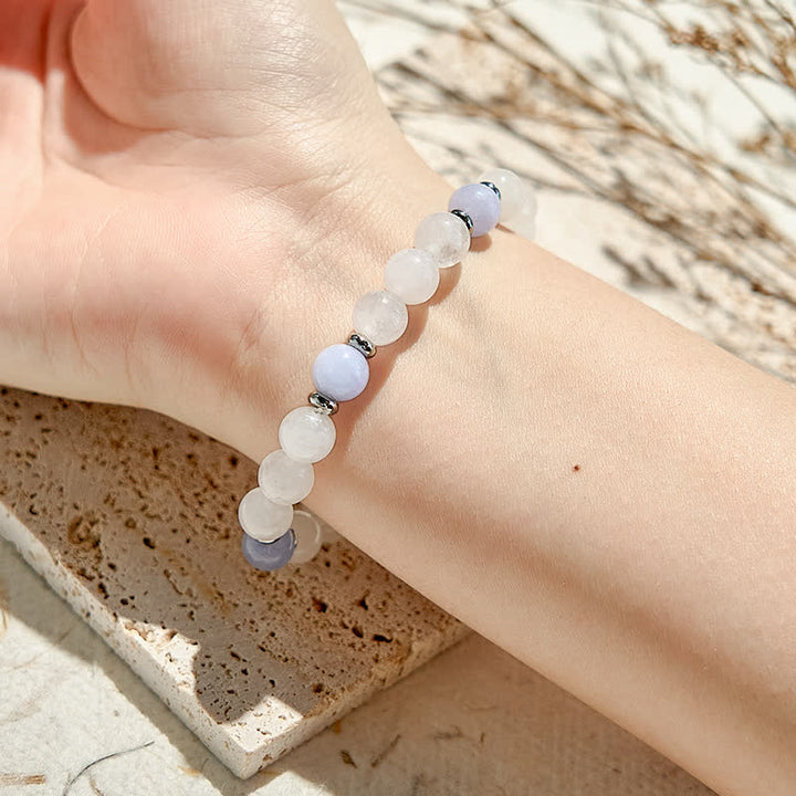 Bracelet en perles de cristal transparent en quartz bleu naturel Olivenorma