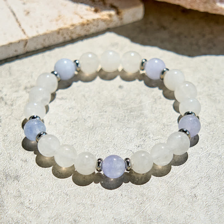 Bracelet en perles de cristal transparent en quartz bleu naturel Olivenorma