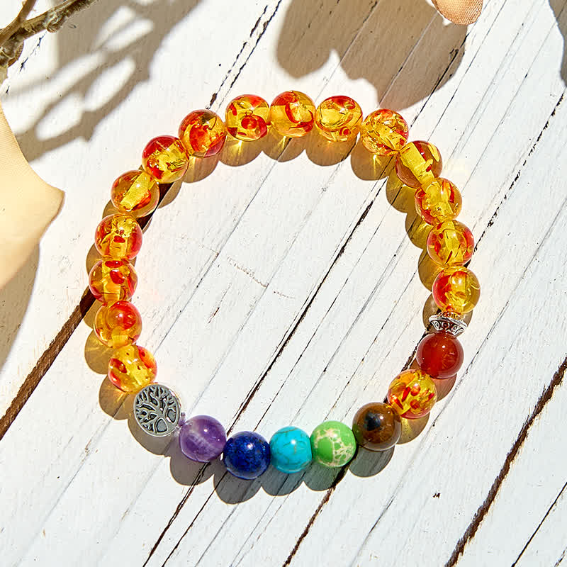 Bracelet de perles Arbre de vie Chakra Ambre Olivenorma