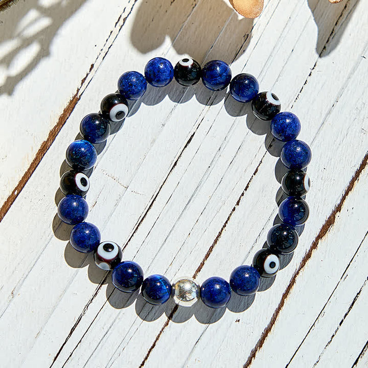 Bracelet de perles contre le mauvais œil en lapis-lazuli naturel Olivenorma