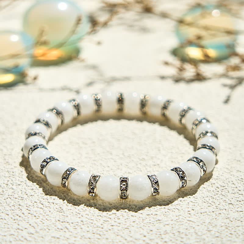 Bracelet en perles de jade blanc naturel Olivenorma
