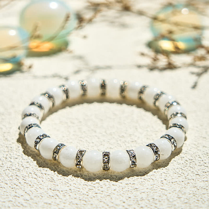 Bracelet en perles de jade blanc naturel Olivenorma