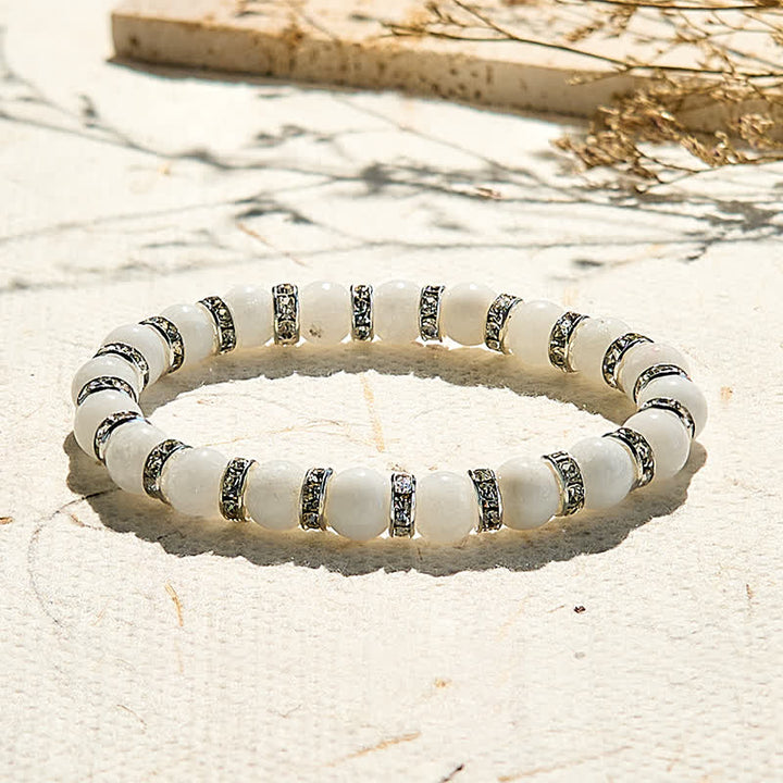 Bracelet en perles de jade blanc naturel Olivenorma