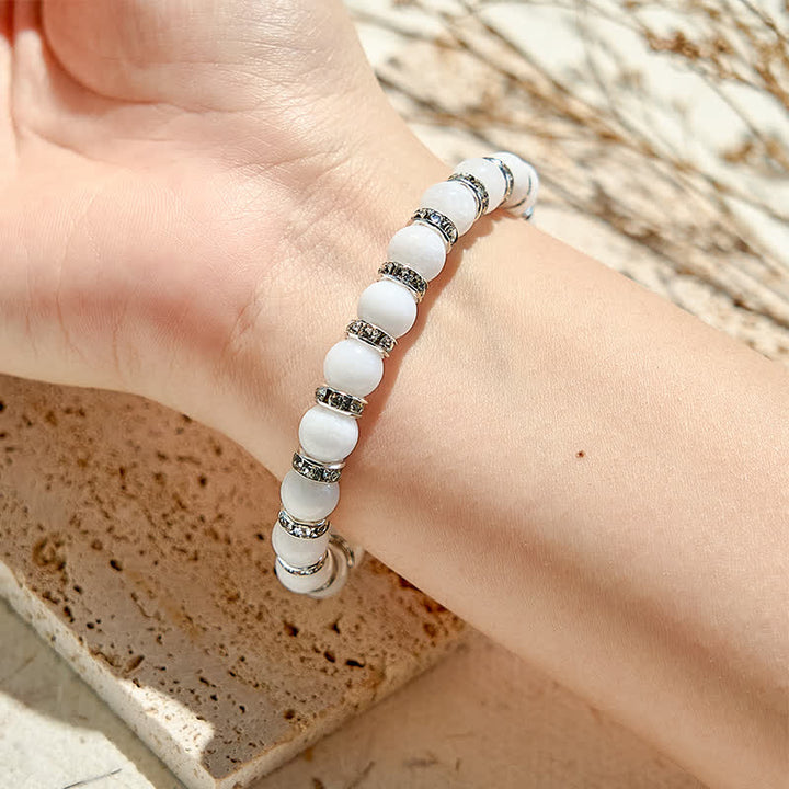 Bracelet en perles de jade blanc naturel Olivenorma