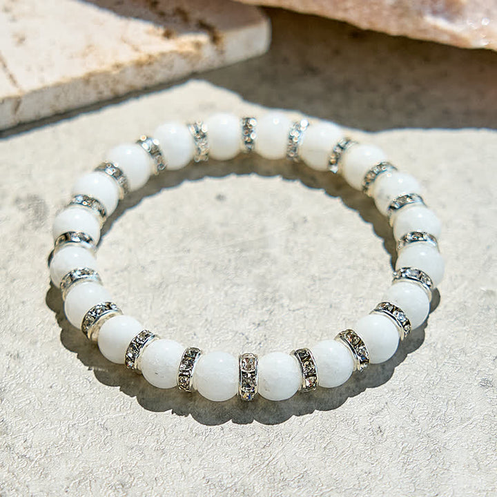 Bracelet en perles de jade blanc naturel Olivenorma