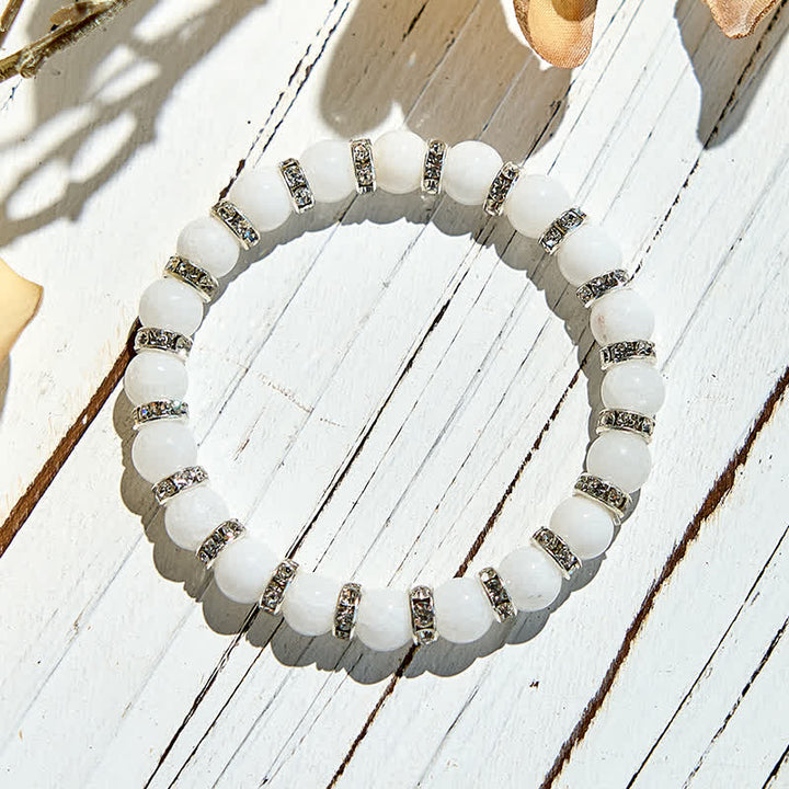 Bracelet en perles de jade blanc naturel Olivenorma
