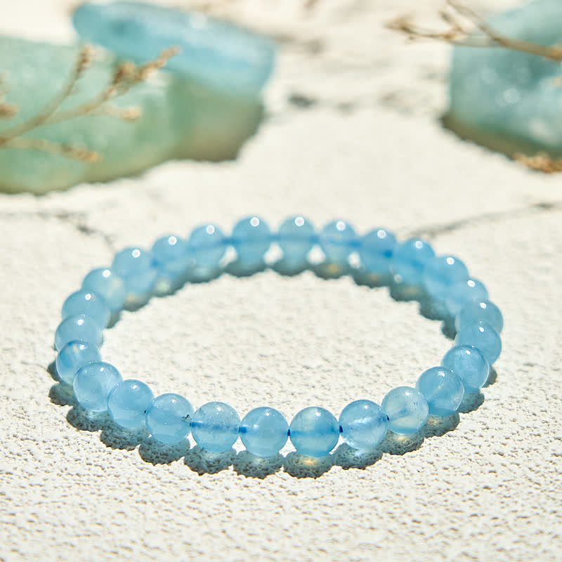 Bracelet en perles d'aigue-marine naturelle Olivenorma 7-14 mm