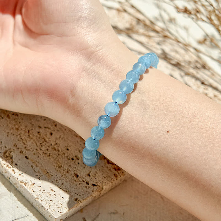 Bracelet en perles d'aigue-marine naturelle Olivenorma 7-14 mm