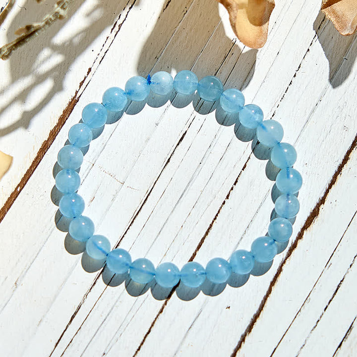 Bracelet en perles d'aigue-marine naturelle Olivenorma 7-14 mm