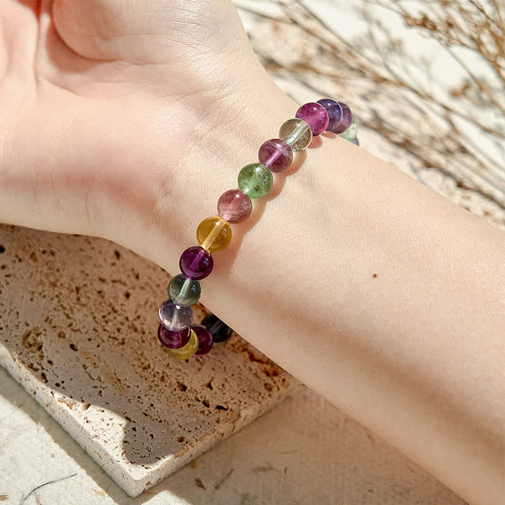 Bracelet en perles de fluorite arc-en-ciel naturelle Olivenorma