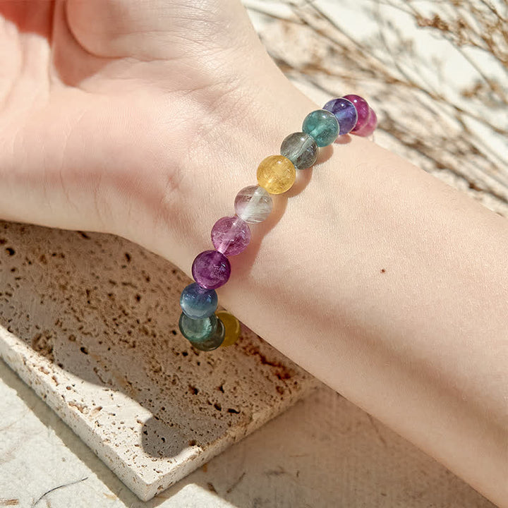 Bracelet en perles de fluorite arc-en-ciel naturelle Olivenorma