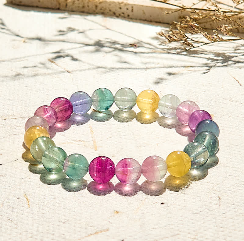 Bracelet en perles de fluorite arc-en-ciel naturelle Olivenorma