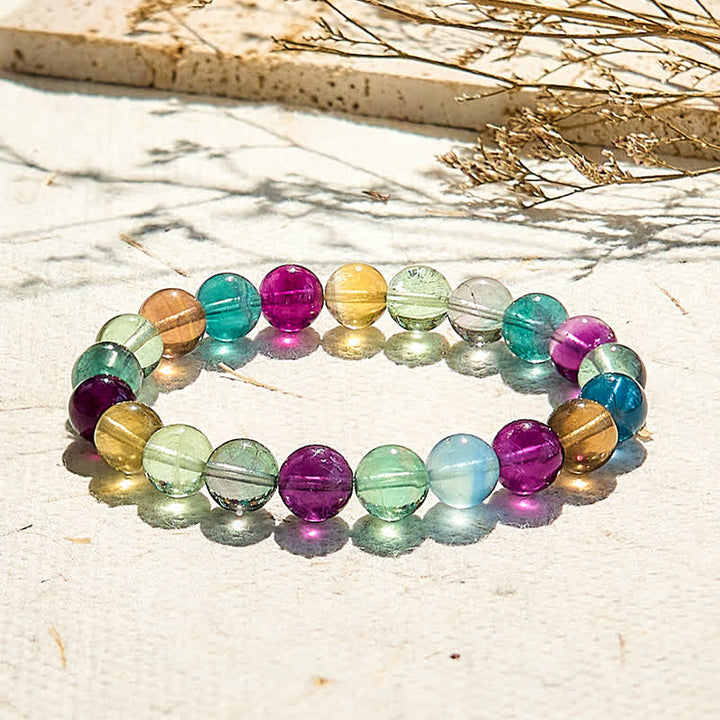 Bracelet en perles de fluorite arc-en-ciel naturelle Olivenorma