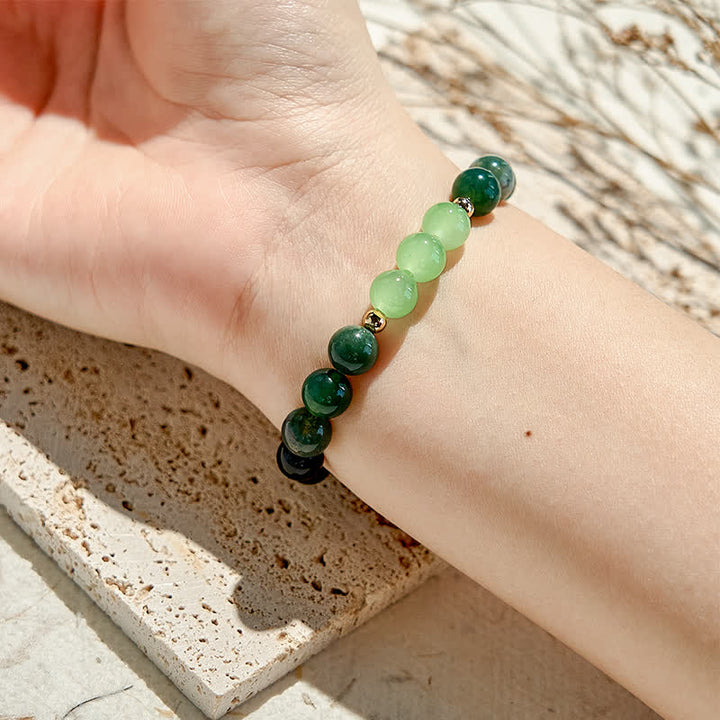 Bracelet en perles d'agate mousse d'obsidienne naturelle Olivenorma