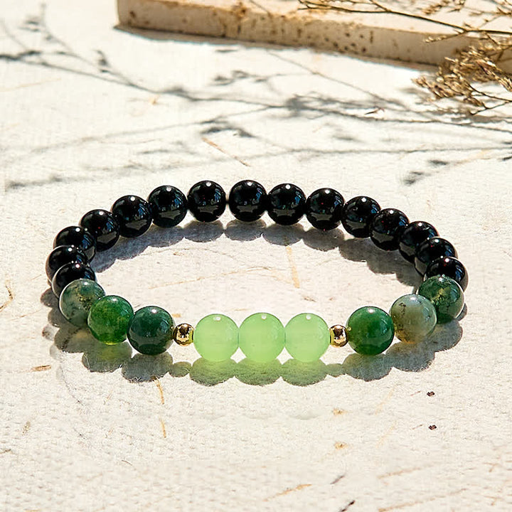Bracelet en perles d'agate mousse d'obsidienne naturelle Olivenorma