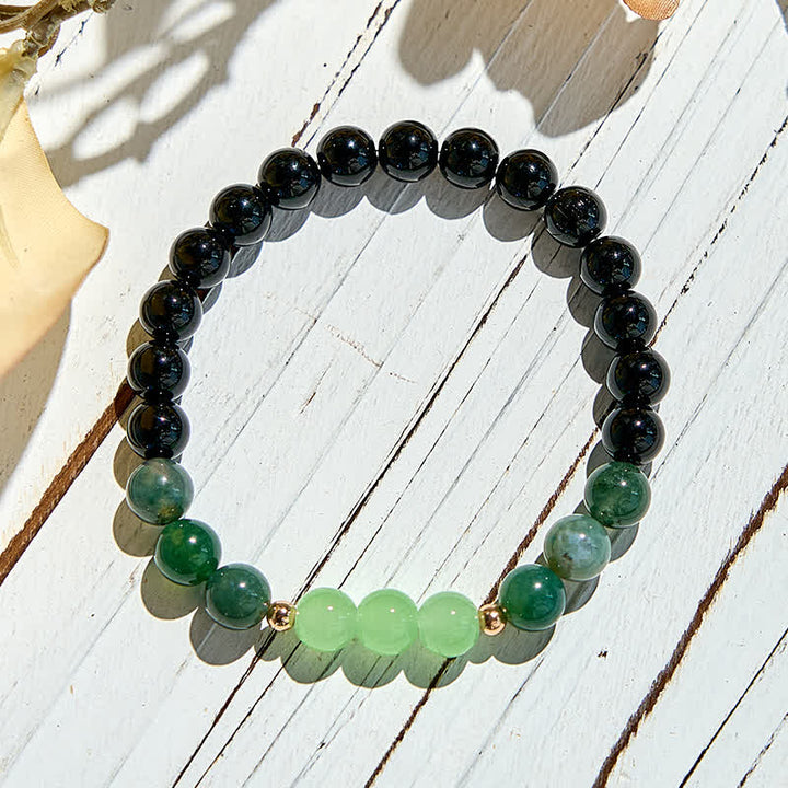 Bracelet en perles d'agate mousse d'obsidienne naturelle Olivenorma