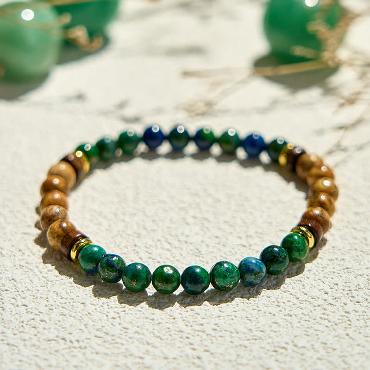 Bracelet en perles de jaspe turquoise africaine naturelle Olivenorma