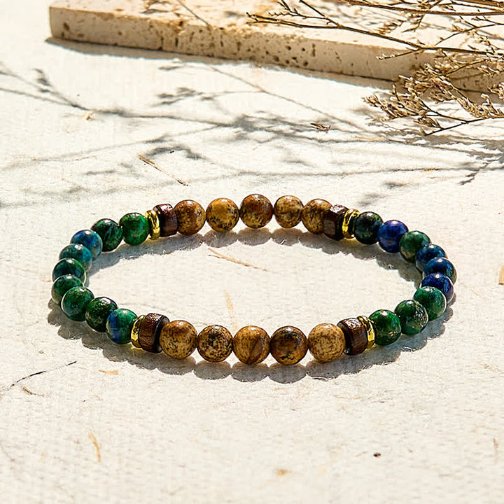 Bracelet en perles de jaspe turquoise africaine naturelle Olivenorma
