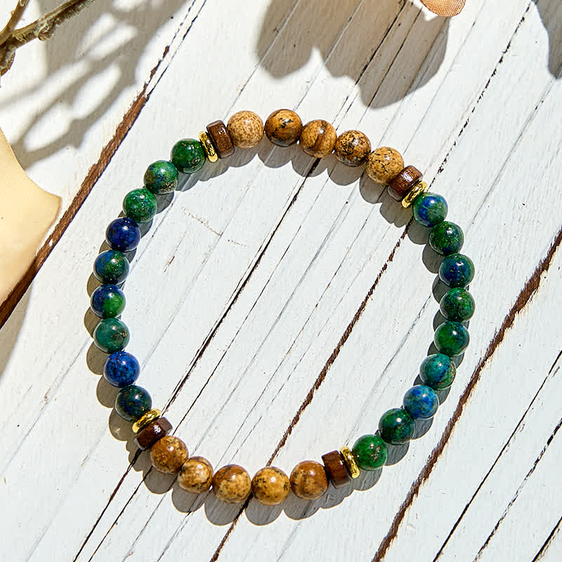 Bracelet en perles de jaspe turquoise africaine naturelle Olivenorma