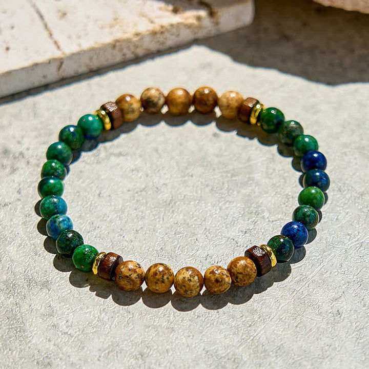 Bracelet en perles de jaspe turquoise africaine naturelle Olivenorma