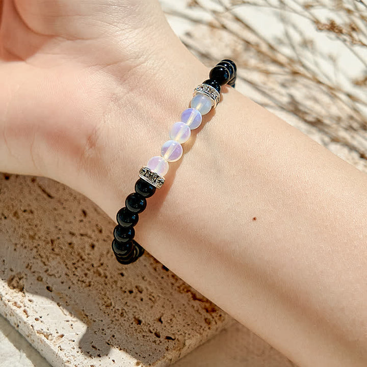Bracelet en perles d'obsidienne et d'opalite naturelles Olivenorma