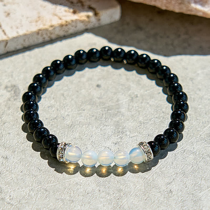 Bracelet en perles d'obsidienne et d'opalite naturelles Olivenorma