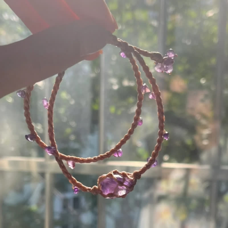 Bracelet tressé en cristal d'améthyste naturelle Olivenorma