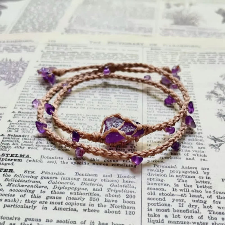 Bracelet tressé en cristal d'améthyste naturelle Olivenorma