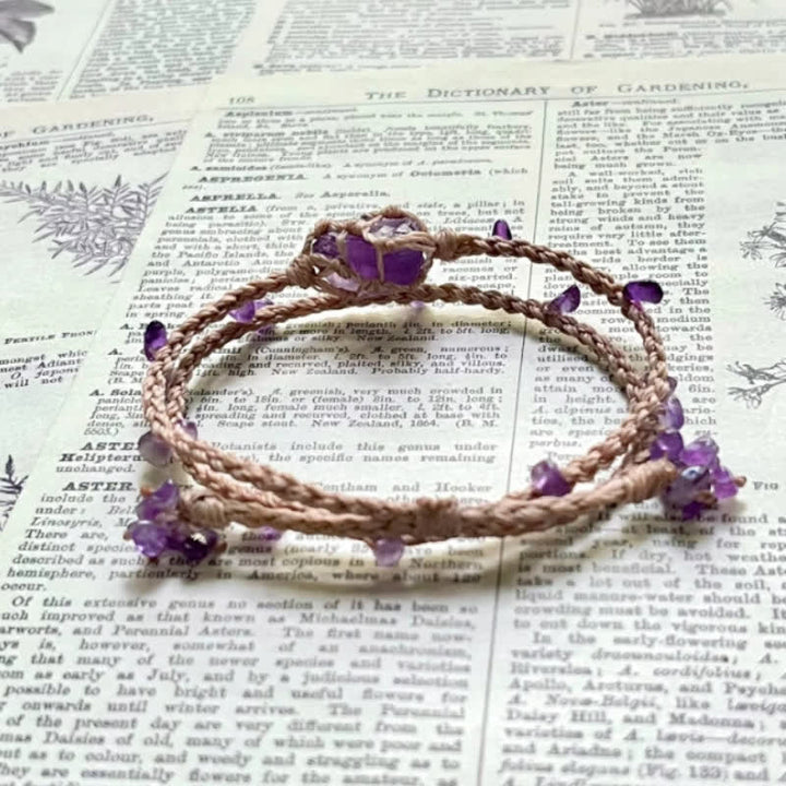 Bracelet tressé en cristal d'améthyste naturelle Olivenorma