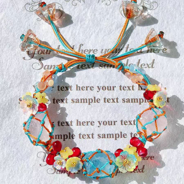 Bracelet tressé en cristal de quartz rose aigue-marine Olivenorma