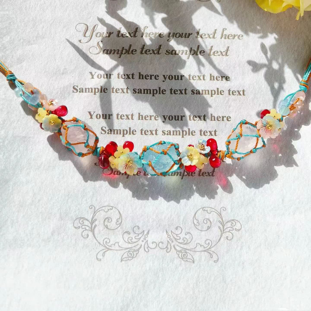 Bracelet tressé en cristal de quartz rose aigue-marine Olivenorma