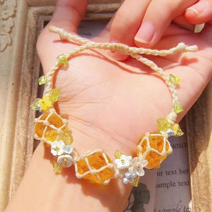 Bracelet tressé en cristal de citrine et péridot naturel Olivenorma