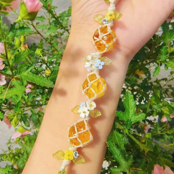 Bracelet tressé en cristal de citrine et péridot naturel Olivenorma
