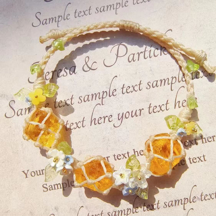 Bracelet tressé en cristal de citrine et péridot naturel Olivenorma