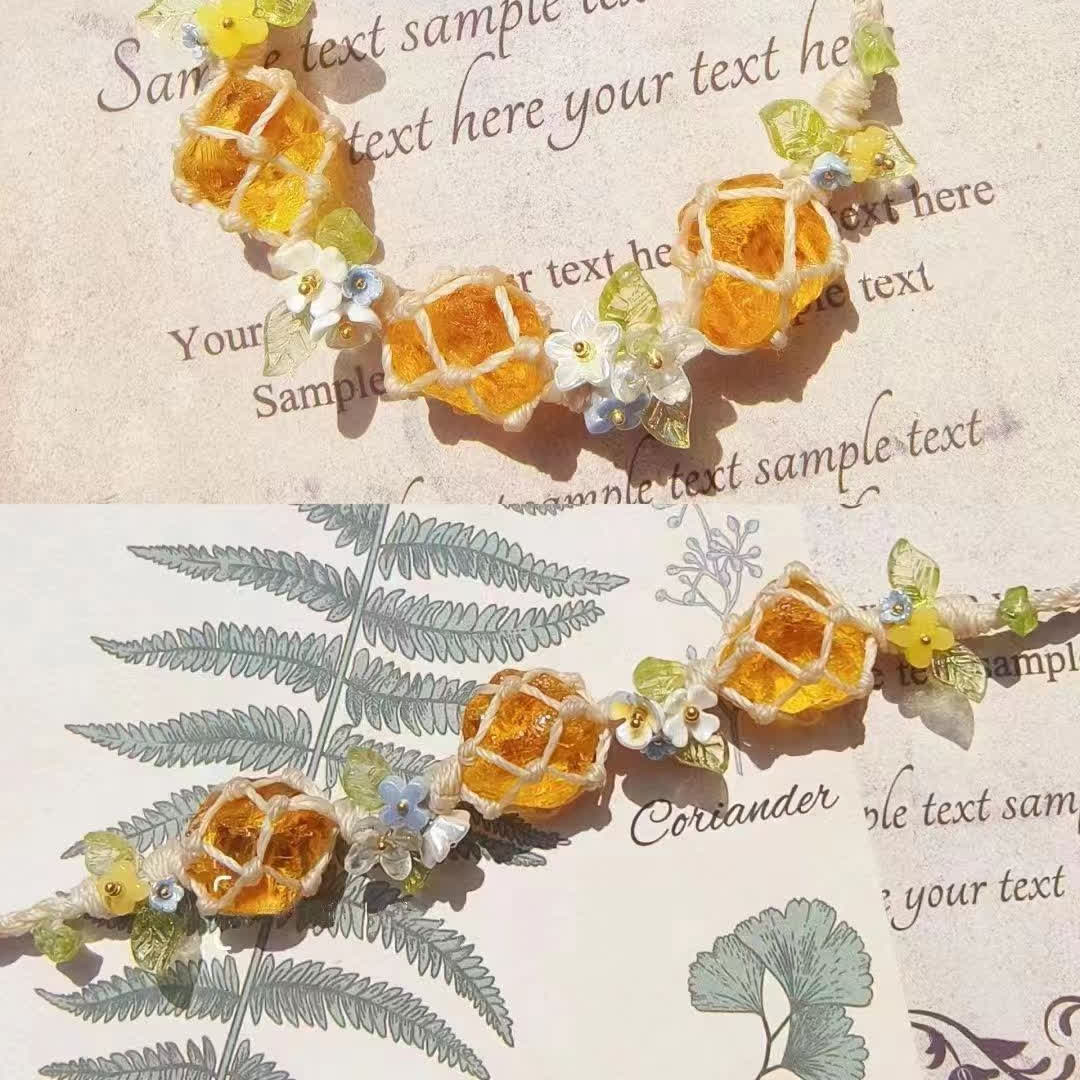 Bracelet tressé en cristal de citrine et péridot naturel Olivenorma