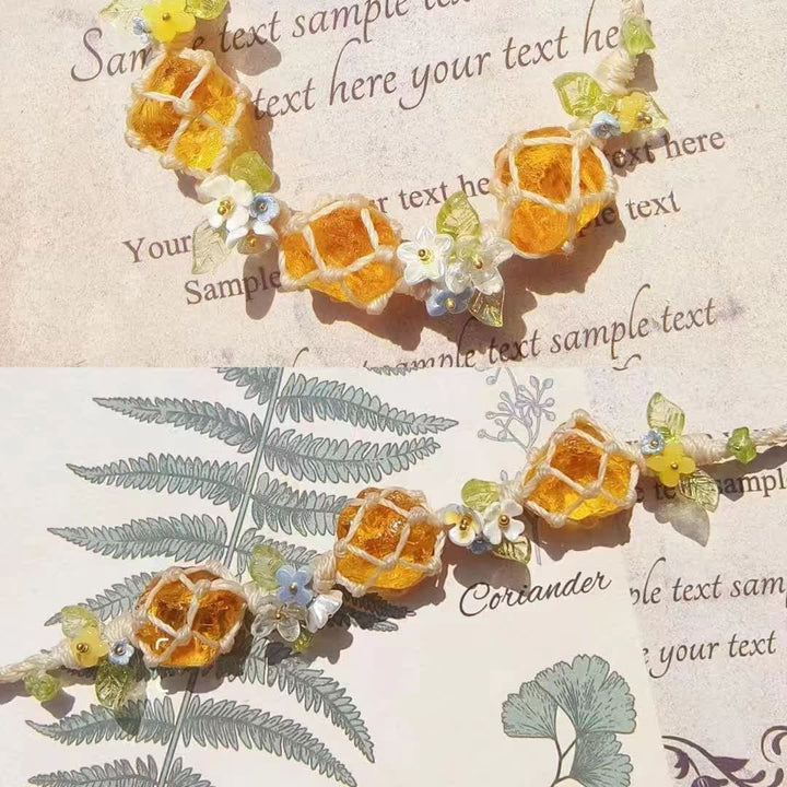 Bracelet tressé en cristal de citrine et péridot naturel Olivenorma