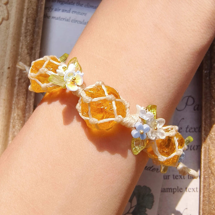 Bracelet tressé en cristal de citrine et péridot naturel Olivenorma