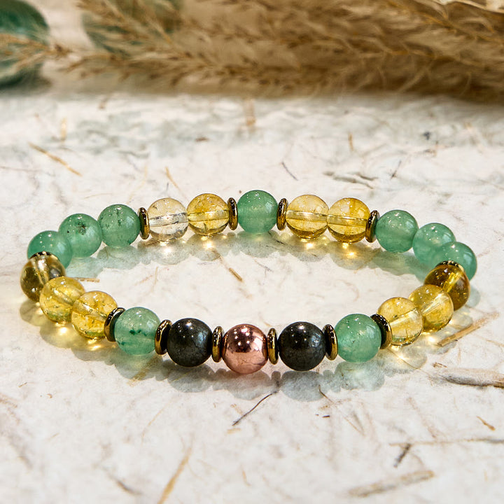 Bracelet Succès en Aventurine Verte et Citrine Naturelle Olivenorma