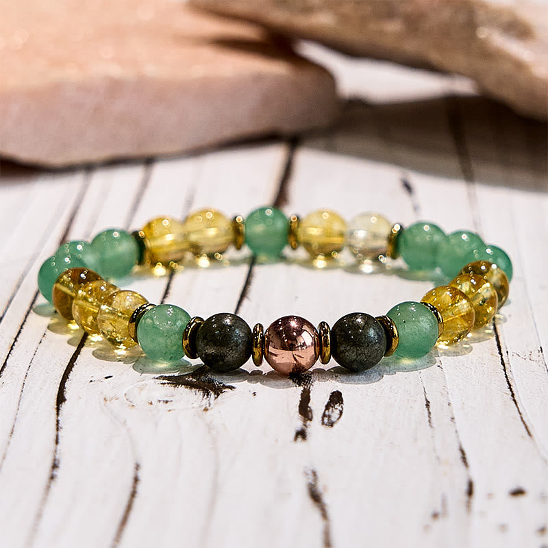 Bracelet Succès en Aventurine Verte et Citrine Naturelle Olivenorma