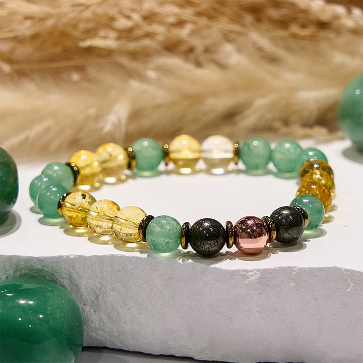 Bracelet Succès en Aventurine Verte et Citrine Naturelle Olivenorma