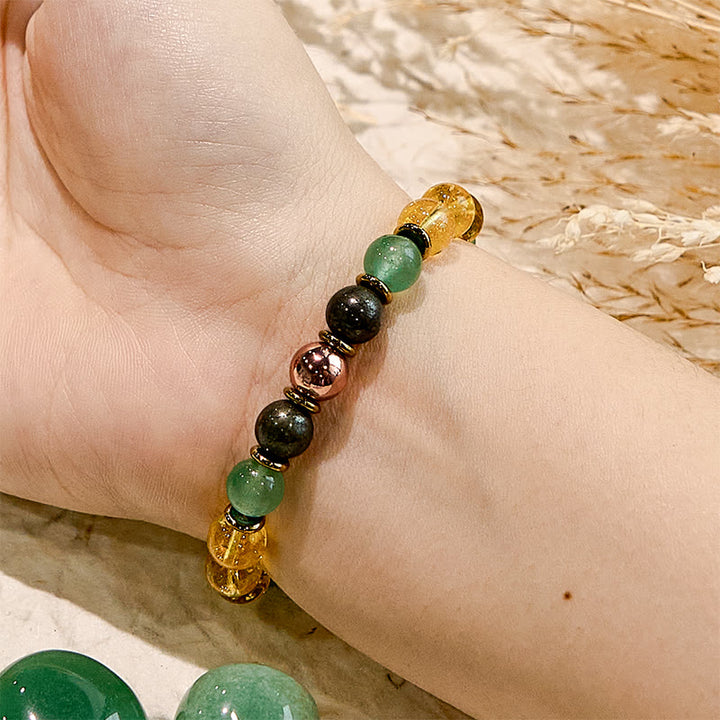 Bracelet Succès en Aventurine Verte et Citrine Naturelle Olivenorma