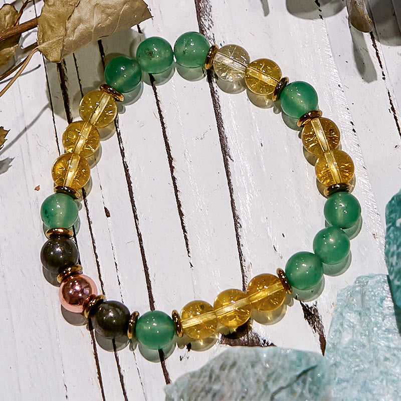 Bracelet Succès en Aventurine Verte et Citrine Naturelle Olivenorma
