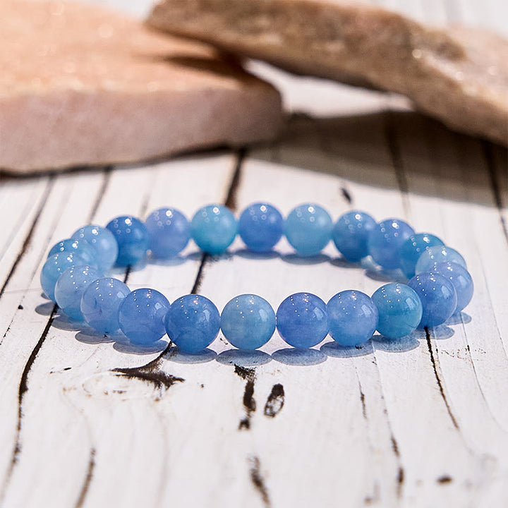 Bracelet de perles de guérison en aigue-marine naturelle Olivenorma